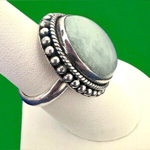 DP Sterling Silver Ring Natural Green Agate Womens India 12.1 GRAM SZ 7 QUALITY